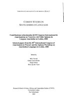 Contribuciones Seleccionadas Del 50 Congreso Internacional de Americanistas en Varsovia Y Del Taller Spinoza de Lenguas Amerindias en Leiden, 2000
