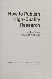 How to Publish High-Quality Research