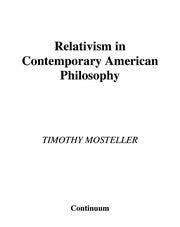 RELATIVISM IN CONTEMPORARY AMERICAN PHILOSOPHY.
