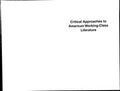 Critical approaches to American working-class literature