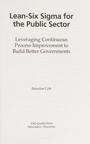 Lean-six sigma for the public sector