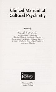 Clinical manual of cultural psychiatry